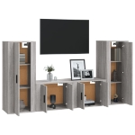 Set di Mobili Porta TV 4 pz Grigio Sonoma in Legno Multistrato