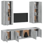 Set di Mobili Porta TV 5 pz Grigio Cemento in Legno Multistrato