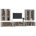 Set di Mobili Porta TV 7 pz Grigio Sonoma in Legno Multistrato