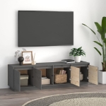 Mobile Porta TV Grigio 156x37x45 cm in Legno Massello di Pino