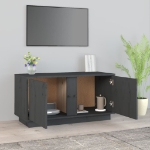 Mobile Porta TV Grigio 80x35x40,5 cm in Legno Massello di Pino