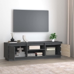 Mobile Porta TV Grigio 140x35x40 cm in Legno Massello di Pino