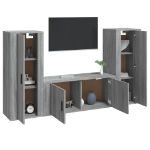 Set Mobili Porta TV 3 pz Grigio Sonoma in Legno Multistrato