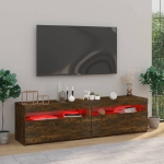 Mobile Porta TV con Luci LED 2pz Rovere Fumo 75x35x40 cm