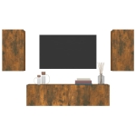 Set di Mobili Porta TV 4 pz Rovere Fumo in Legno Multistrato