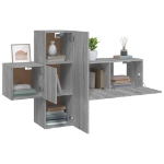 Set Mobili Porta TV 3 pz Grigio Sonoma in Legno Multistrato