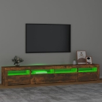 Mobile Porta TV con Luci LED Rovere Fumo 240x35x40 cm