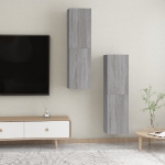 Mobili Porta TV a Parete 2 pz Grigio Sonoma 30,5x30x110 cm