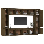 Mobili Porta TV 8 pz Miele in Legno Massello di Pino