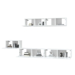 Set di Mobili Porta TV 5 pz Bianco Lucido in Legno Multistrato