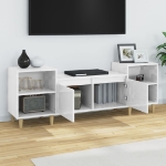 Mobile Porta TV Bianco Lucido 160x35x55 cm in Legno Multistrato