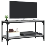 Mobile TV Grigio Sonoma 80x33x41 cm Legno Multistrato e Acciaio