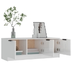 Mobile Porta TV Bianco Lucido 102x35x36,5 cm Legno Multistrato