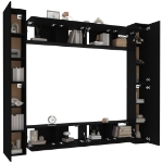 Set Mobili Porta TV 8pz Nero in Legno Multistrato