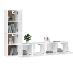 Set di Mobili Porta TV 4 pz Bianco Lucido in Legno Multistrato