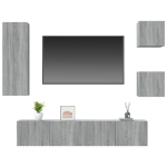 Set di Mobili Porta TV 5 pz Grigio Sonoma in Legno Multistrato