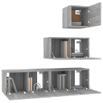 Set di Mobili Porta TV 4 pz Grigio Sonoma in Legno Multistrato