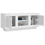 Mobile Porta TV Bianco Lucido 102x35x45 cm in Legno Multistrato