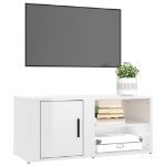 Mobile Porta TV Bianco Lucido 80x31,5x36 cm Legno Multistrato