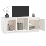 Mobile Porta TV Bianco 110,5x35x44 cm in Legno Massello di Pino