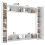 Set Mobili Porta TV 8pz Bianco in Legno Multistrato