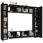 Set Mobili Porta TV 8pz Nero in Legno Multistrato