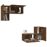 Set Mobili Porta TV 4 pz Rovere Marrone in Legno Multistrato