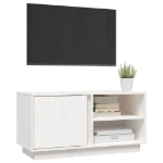 Mobile Porta TV Bianco 80x35x40,5 cm in Legno Massello di Pino