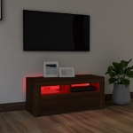 Mobile Porta TV con Luci LED Rovere Marrone 90x35x40 cm