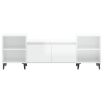 Mobile Porta TV Bianco Lucido 160x35x55 cm in Legno Multistrato