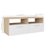 Mobile Porta TV in Legno Multistrato 95x35x36cm Rovere e Bianco