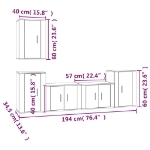 Set di Mobili Porta TV 5 pz Bianco Lucido in Legno Multistrato