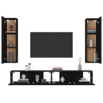 Set Mobili Porta TV 4 pz Nero in Legno Multistrato