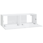 Set Mobili Porta TV 8pz Bianco Lucido in Legno Multistrato