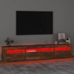 Mobile Porta TV con Luci LED Rovere Fumo 210x35x40 cm