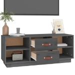 Mobile Porta TV Grigio 100x34x40 cm in Legno Massello di Pino