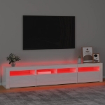 Mobile Porta TV con Luci LED Bianco Lucido 210x35x40 cm