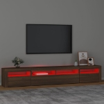 Mobile Porta TV con Luci LED Rovere Marrone 240x35x40 cm