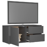 Mobile Porta TV Grigio Lucido 80x34x36 cm in Legno Multistrato