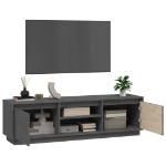 Mobile Porta TV Grigio 140x35x40 cm in Legno Massello di Pino