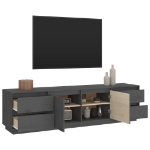 Mobile Porta TV Grigio 176x37x47,5 cm in Legno Massello di Pino