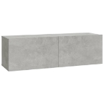 Mobili TV da Parete 2 pz Grigio Cemento 100x30x30 cm in Legno