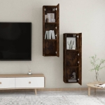 Mobili Porta TV a Parete 2 pz Rovere Fumo 30,5x30x110 cm