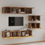 Set di Mobili Porta TV 6 pz Rovere Fumo in Legno Multistrato