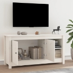 Mobile Porta TV Bianco 103x36,5x52 cm in Legno Massello di Pino