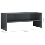 Mobile Porta TV Grigio Lucido 100x40x40 cm in Legno Multistrato