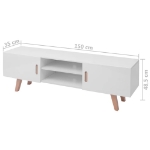 Supporto TV in MDF 150x35x48,5 cm Lucido Bianco