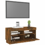 Mobile Porta TV con Luci LED Rovere Fumo 80x35x40 cm