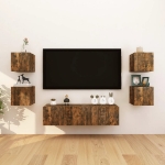 Armadietti TV Montati a Parete 2pz Rovere Fumo 30,5x30x30 cm