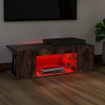 Mobile Porta TV con Luci LED Rovere Fumo 90x39x30 cm